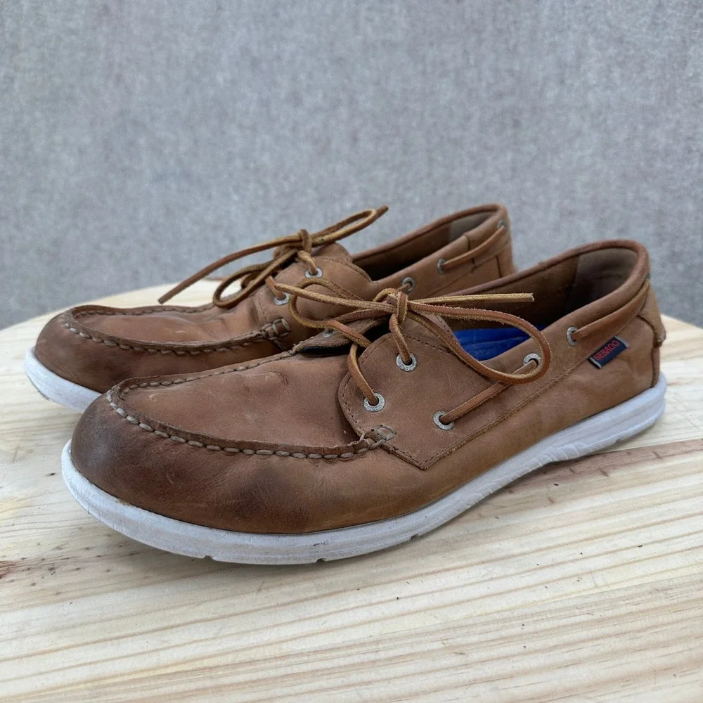 Sebago Litesides Mens 13W Brown Leather Boat Shoes Moc Toe Casual Deck‎